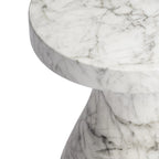 Faux Marble End Table - Weatherproof Concrete, Indoor/Outdoor, 16.14"W x 16.9"H, Multi-Use Stool